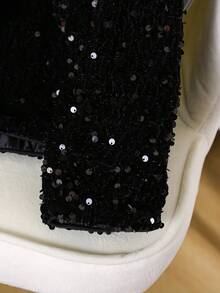 Girls' Black Sequin Jacket, New Autumn/Winter 2015 Tween Girl Outerwear, Party Jacket - Black - View 6