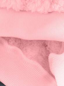 SHEIN 2pcs Baby Girls Pink Autumn Cute Family Matching Outfit,Animal Embroidery Fluffy Long Sleeve Sweatshirt And Pants With Fluffy Embroidered Hem Set - Pink - View 8