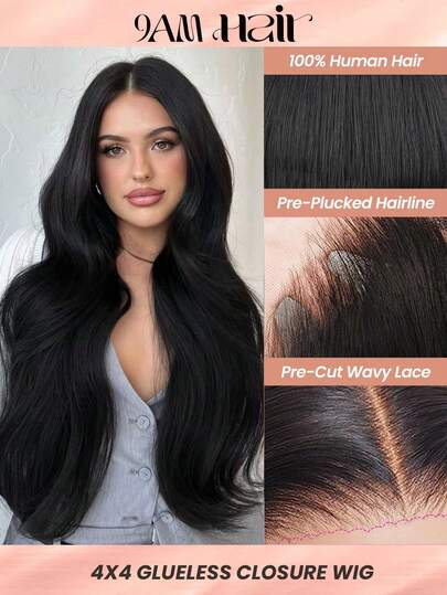 Peluca de cabello humano listo para usar y llevar, con encaje pre-arrancado y pre-cortado, 4x4 sin pegamento, 100% cabello humano, liso, densidad del 180%, con cabello de bebé, peluca de cabello humano para mujer, bob de 8-14 pulgadas, peluca cerrada sin pegamento de 16-24 pulgadas, color natural, sedosa, adecuada para uso diario, adecuada para principiantes, peluca sin pegamento, cabello humano, peluca de maquillaje de Halloween, peluca de hada de cosplay, disfraz de vacaciones, viaje, festival, baile de graduación, cosplay al aire libre, campus, escuela, playa, boda, campamento, disfraz de vacaciones, verano