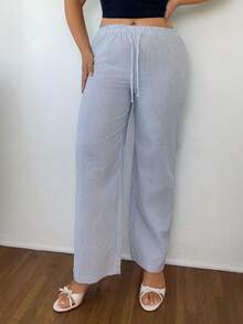 Nezia Cruz Petite Ladies Pink And White Casual Home Striped Trousers Suitable For Spring And Summer,Cargo Pants - Blue - View 4