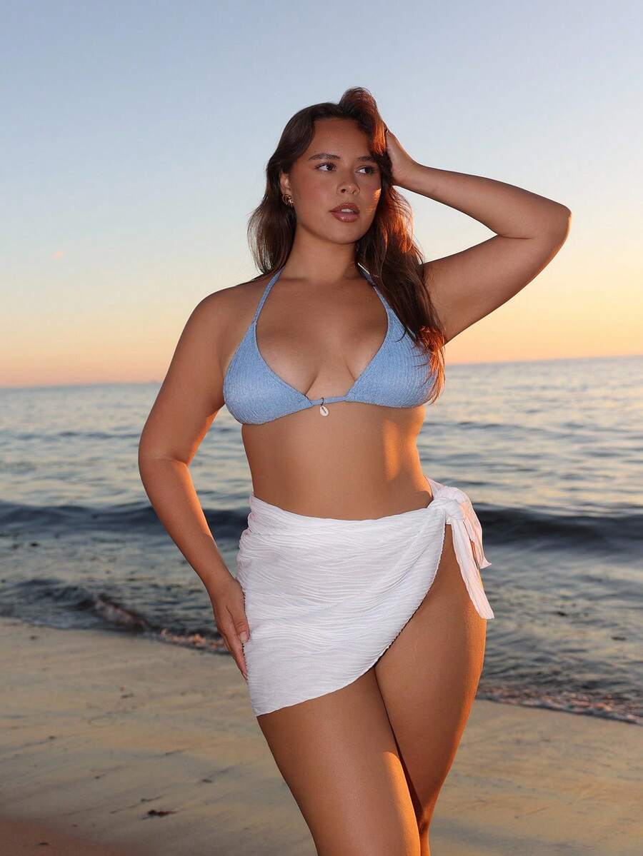 Nezia Cruz 素色側打結沙灘纏腰式半身裙 - 白色 - 查看 1