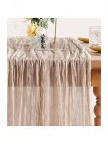 Cirelle 1 pieza Mantel de gasa estilo bohemio para bodas, baby shower/bridal shower, decoración de fiesta de vacaciones, corredor de mesa rústico de tela de vestir de queso de gasa