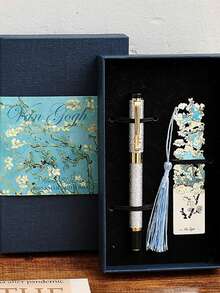 油画风格复古名画金属书签，手册阅读夹书扣吊坠，学生毕业礼物，办公文具学习用品，适合学生使用，便携式，是学校教师奖励和节日礼物的完美之选，也是送给爱好阅读者的最佳返校礼物 - 彩色 - 查看 8