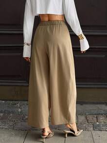 Siren Gaze Elegant Luxury Women's Autumn Fall Clothes For Women Winter Clothes 2025 New High Waist Pleated Wide Leg Pants, Old Money Style Khaki Beige Trousers, Casual Elegant Work Office Business Casual Daily Outing Party Wedding Guest Must - Have Fashion Staple Brown - Khaki - View 8