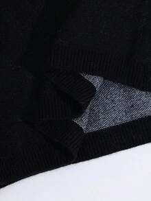 SHEIN 孕妇宽松提花撞色星星图案不对称领毛衣，秋冬 - 彩色 - 查看 7