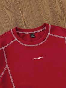 SWAVVY Men's Knitted Casual Loose Fit Short Sleeve T-Shirt - Red - View 4