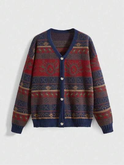 Hippie Women's Casual Geometric Pattern Cardigan, Autumn/Winter