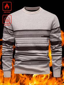 Manfinity Homme Maglione asimmetrico lavorato a maglia con fodera termica, autunno/inverno, da uomo