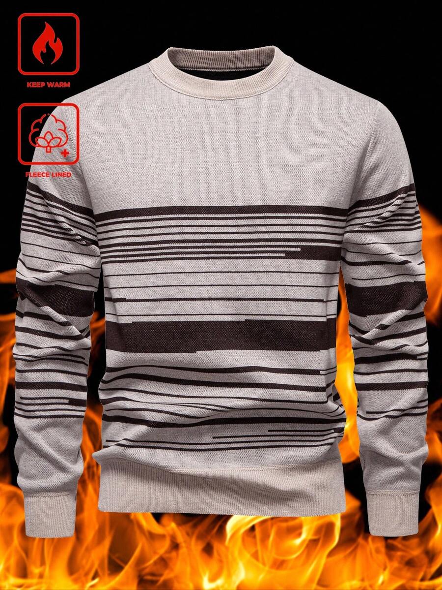 Manfinity Homme Maglione asimmetrico lavorato a maglia con fodera termica, autunno/inverno, da uomo