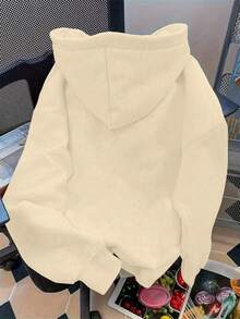 INAWLY Áo sweatshirt nữ dáng rộng, vai rớt, in hình thánh giá và chữ Jesus, thích hợp mặc hàng ngày đi làm. - Màu Khaki - Xem 3