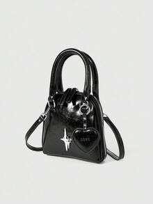 DareSee Mini sac à main décoré de métal à la mode avec pendentif. Idéal pour les festivals de musique, les fêtes Y2K, la rentrée scolaire et les cadeaux de Noël