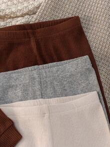 Loomiva 6 pièces Ensemble de pyjama ajusté pour bébé garçon, Top à col ras du cou en tricot de couleur unie doux et pantalon long à taille élastique - Multicolore - Voir 4