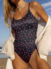 Swim Vcay Biquíni feminino sexy com estampa de morango e ajuste fino, novidade para primavera/verão