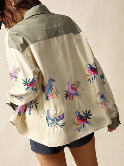 Bohemela Blusa holgada de manga corta con parches a rayas casual para mujer