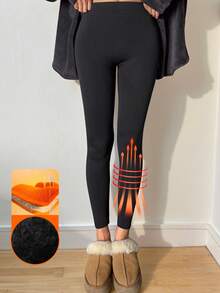 DAZY Women's Slim Fit Thermal Lined Leggings, Autumn/Winter Women Fleece Tights