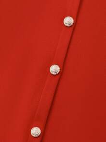 Lyxana Manteau casual à manches longues et à couleur contrastée pour femmes, moelleux, pour Noël - Rouge - Voir 4