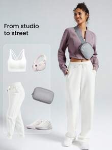 GLOWMODE Mỗi ngày Lông cừu Túi Quần skinny Bóng chày Jacket thể thao Với Ngón tay cái Hằng ngày Đồ ngủ - Elderberry - Xem 4