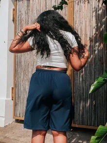 PeachySprinkles Women's Casual Spring Utility Pocket Drawstring Waist Cargo Shorts