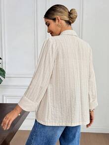 SHEIN Frenchy 女式休闲条纹西装外套，秋季 - 黑與白 - 查看 2