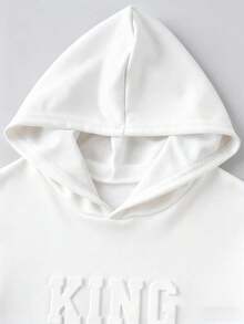 Teen Boy Casual Embossed Letter Sweatshirt - White - View 5