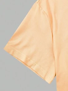 Teen Girl Loose-Fit Casual Graphic Tee Tops, American Style, Summer,Holiday,Summer,Travel - Apricot - View 4