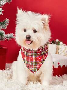 PETSIN 1-częściowy świąteczny szalik dla zwierząt, krata w stylu płatków śniegu, szalik dla psa, szalik dla kota, dekoracja świąteczna dla zwierząt, szalik dla zwierząt, artykuły dla zwierząt