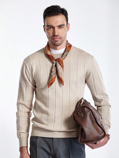 Manfinity CityGents Jersey de cuello redondo de unicolor casual para hombre, otoño/invierno