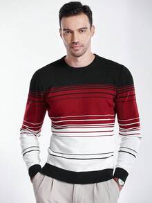 Manfinity CityGents Men's Casual Crew Neck Long Sleeve Pullover Sweater , Fall/Winter - White - View 3