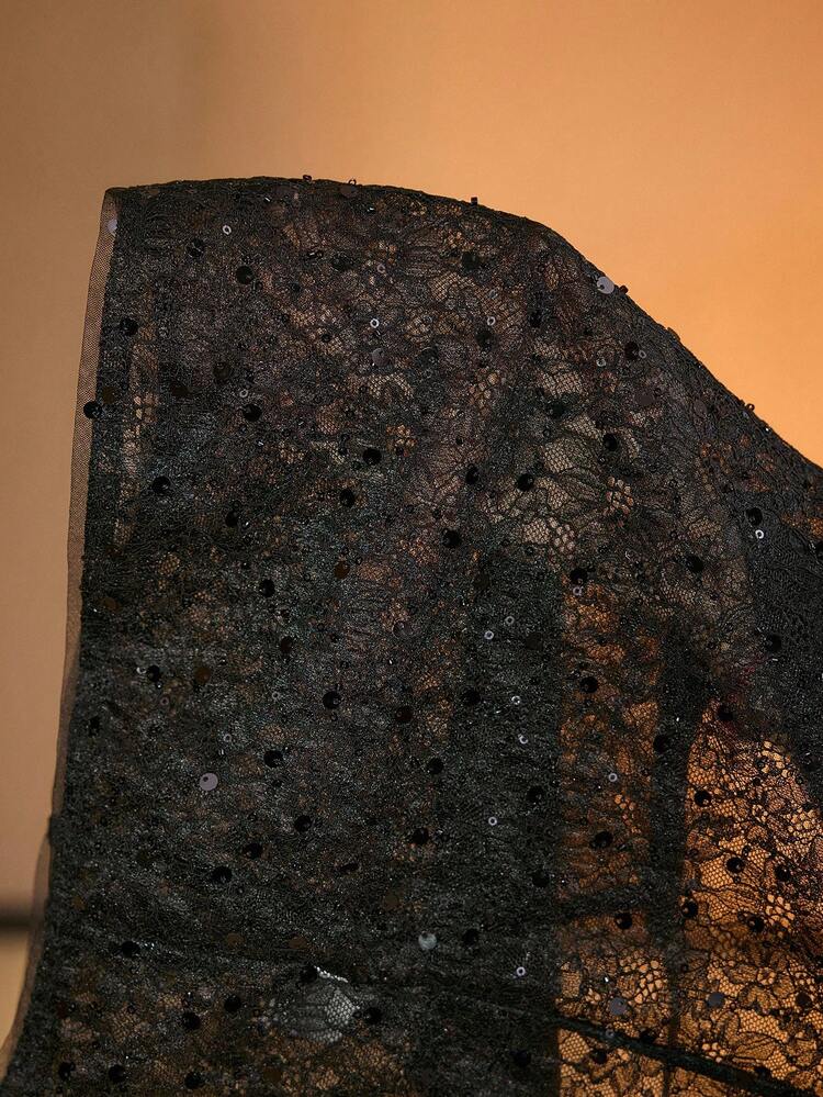 LACE SEQUIN SHEER CAMI TOP