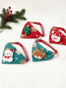 PETSIN 1 圣诞宠物围巾，宠物项圈，可爱猫咪圣诞配饰，狗颈圈，猫项圈，口水毛巾，宠物圣诞装饰，宠物 - 彩色 - 查看 7