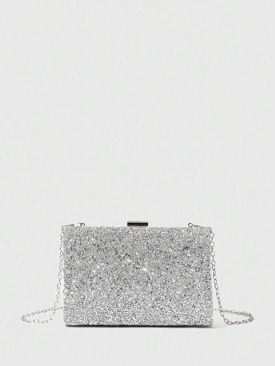 SHEIN BAE Nhẹ, Túi hộp trang trí kim cương giả cỡ nhỏ dành cho doanh nhân, Ví cô dâu hoàn hảo cho đám cưới, Túi dạ hội & sự kiện tiệc tùng, Túi đựng đồ ăn tối Quyến rũ, thanh lịch, tinh tế, Kim cương giả sang trọng yên tĩnh cho cô gái dự tiệc, phụ nữ, cô dâu Hoàn hảo cho bữa tiệc, bữa tối/tiệc, cho