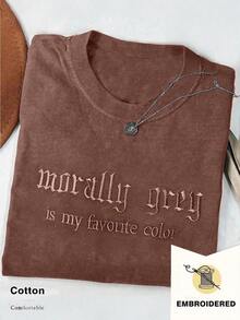 INAWLY T-shirt à manches courtes décontracté pour femmes, avec slogan brodé, été