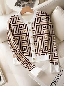 GlowEve Fashionable Elegant Women Knitted Long Sleeve T-Shirt - Coffee Brown - View 4