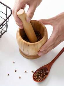 Cirelle 1套組合木製研缽及杵，竹製鱷梨碗殼蒜磨辣椒研磨機剁碎器研磨杵，混合廚房工具，廚房用品，食品，烹飪，調味，香料，辣椒，大蒜，鹽，整理盒，派對，客廳裝飾
