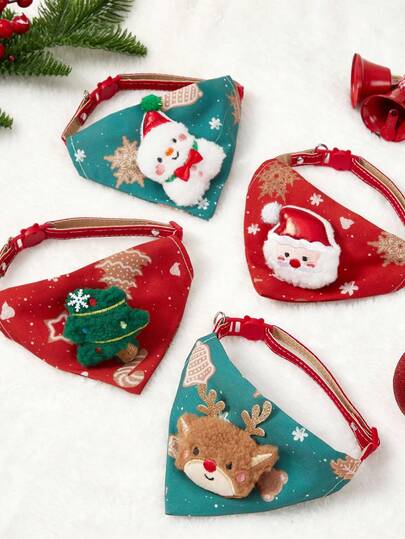 PETSIN 1 Cachecol de Natal para animais de estimação, Coleira para animais de estimação, Acessórios fofos de Natal para gatos, Coleira de pescoço para cães, Coleira para gatos, Toalha para babar, Decoração de Natal para animais de estimação, Animal de estimação