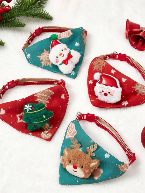 PETSIN 1 Cachecol de Natal para animais de estimação, Coleira para animais de estimação, Acessórios fofos de Natal para gatos, Coleira de pescoço para cães, Coleira para gatos, Toalha para babar, Decoração de Natal para animais de estimação, Animal de estimação