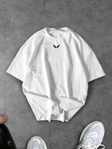 Sport MetroGents Men's Casual Loose Fit Round Neck Short Sleeve T-Shirt, Versatile For Summer Gym T Shirt T Shirt With Logo White T Shirt Baggy T Shirt - White - View 1