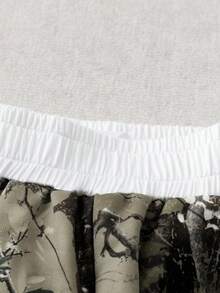 SHEIN Girlism Quần nỉ ống rộng dáng suông thời trang đường phố cho bé gái tuổi teen, họa tiết rằn ri và lá cây, cạp quần tương phản, thích hợp cho mùa đông thu, lễ hội, Halloween, Giáng sinh, Năm mới, quà Giáng sinh. Tuyệt vời cho mặc thường ngày và đi học vào mùa thu và mùa đông. Phù hợp cho mặc hàng ngày mùa thu/đông, phong cách đường phố, ở nhà. - Nhiều màu - Xem 4
