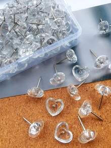 50 个心形图钉，适合学校办公室使用，可爱的装饰图钉，用于软木公告板图片悬挂 - 彩色 - 查看 9