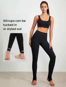 GLOWMODE 28" FeatherFit™ Hiệu ứng áo nịt ngực Eo Quần legging Stirrup Với túi - màu đen - Xem 3