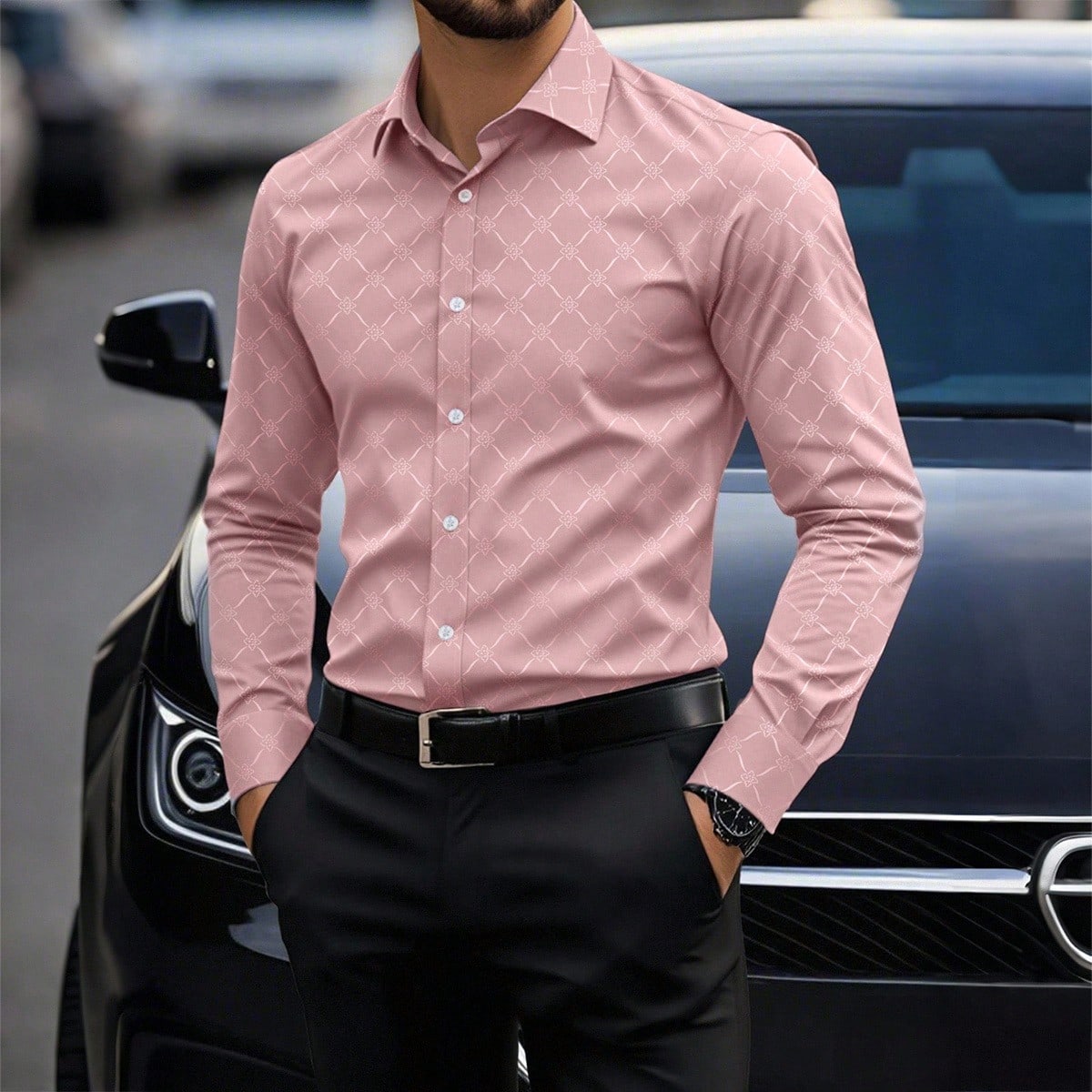 Camisa de vestir formal de negocios para hombre con botones, manga larga, corte slim fit, camisa de lujo casual de negocios, otoño, ceremonia