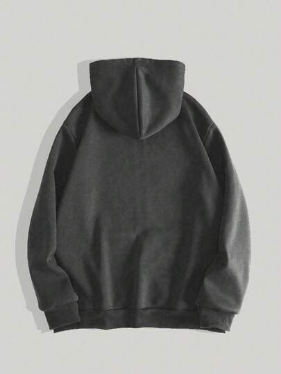Goth Sudadera con capucha casual de hombre con estampado de color contrastante y cremallera, otoño/invierno