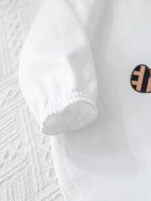 SHEIN Baby Mädchen süßes lässiges Set aus Langarm T-Shirt mit Cartoon Muster und karierter Hose