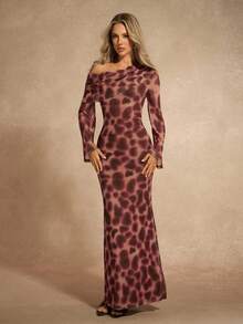 Chiquease Women's Sexy Party One-Shoulder Ruched Dress, Leopard Print - Multicolor - View 1