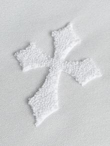 Manfinity Roghcode Men's Street-Style Popular INS Matching Cross Embroidered Towel, Outdoor Music Festival, Nightclub Bar, Boyfriend/Husband Gift, Anniversary Gift, Cropped White Sweatpants