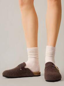 Solecia Neue Damen Slip-On Flache Mules, Lässig Loafer, Kaffeebraun Flauschig, Mode vielseitig & bequem - Kaffeebraun - Übersicht 10