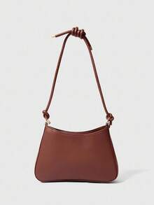 SHEIN BAE Fashion Minimalist Style Simple Women Shoulder Bag, Underarm Handbag, Color Block Black And White Women Crossbody Bag - Coffee Brown - View 3