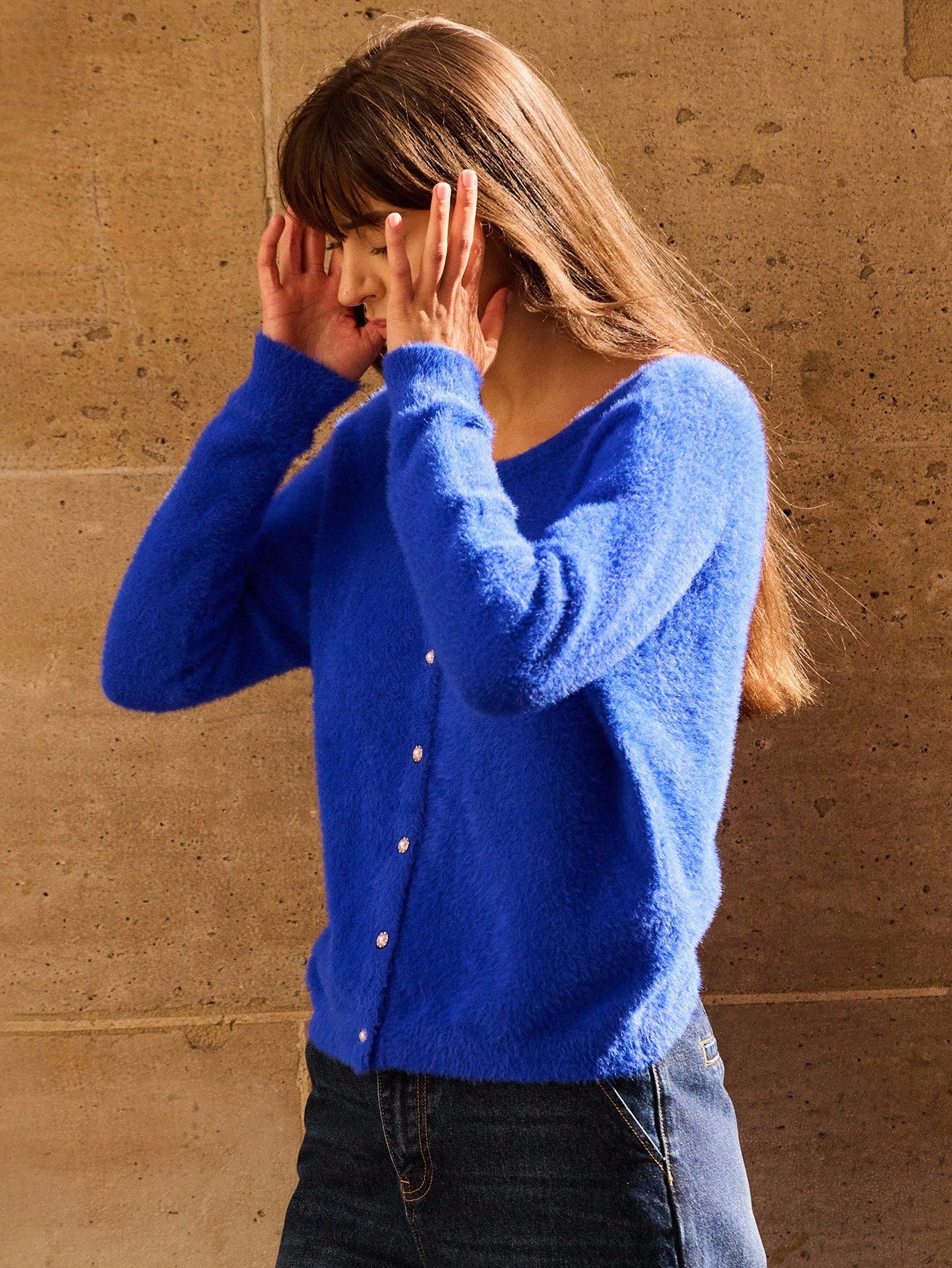 Cardigan com Botões na Frente e Detalhe Torcido nas Costas, Roupas Femininas de Outono e Inverno