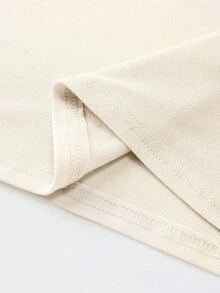 INAWLY 卡其色加大码女式修身圆领 T 恤 - 卡其色 - 查看 6