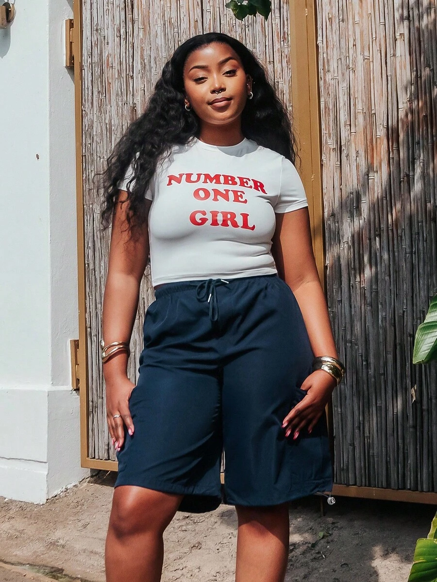 PeachySprinkles Women's Casual Spring Utility Pocket Drawstring Waist Cargo Shorts